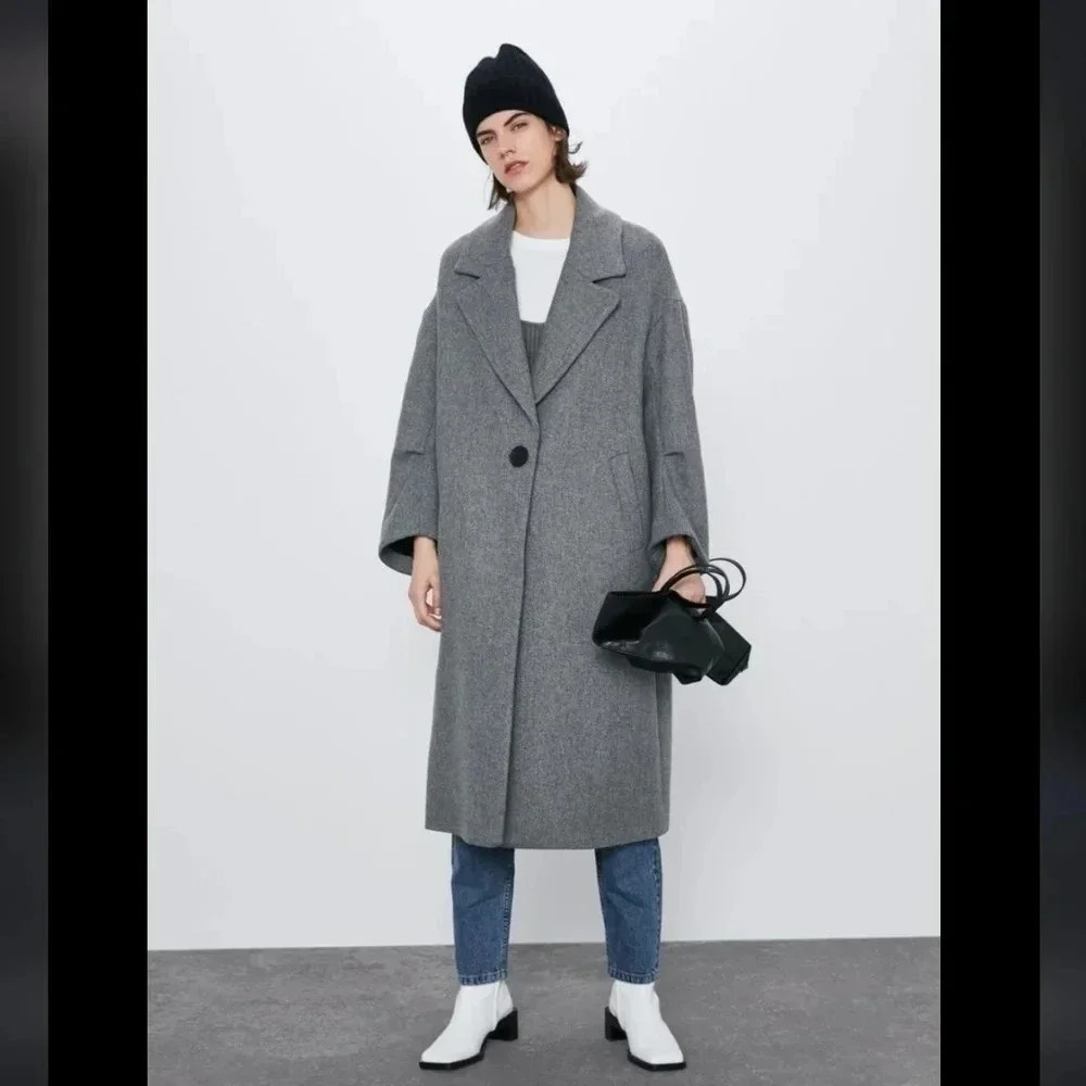Zara oversized  grey wool coat